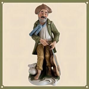 Old Man with Guitar Vintage Figurine